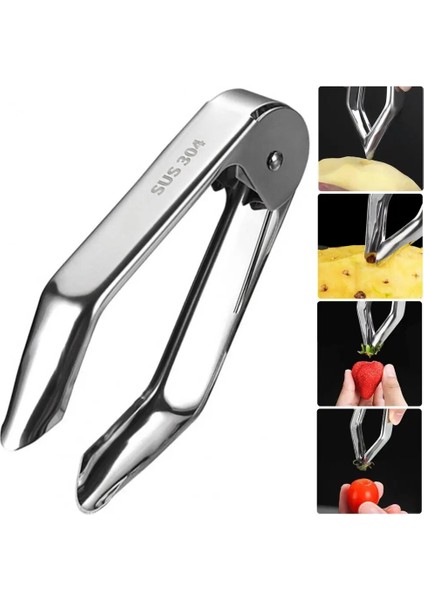 Gümüş Ananas Göz Sökücü Taşınabilir Meyve Oyacağı Sökücü Kolay Temizlik Ananas Çekme Göz Klipsi Paslanmaz Çelik Kazıyıcı Mutfak Gadget (Yurt Dışından) fırsatları