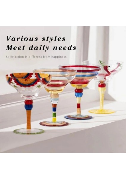 Stil G Renkli Çizim Margarita Şarap Bardakları Yaratıcı Renkli Kokteyl Fincanı Zarif Kadeh Düğün Parti Drinkware Şampanya Bardağı (Yurt Dışından) modelleri