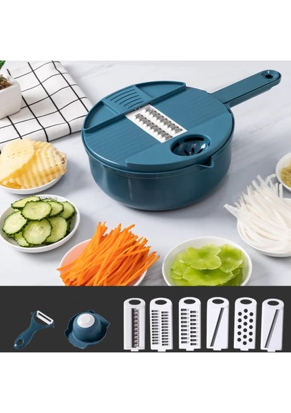 Koyu Mavi Çok Fonksiyonlu Sebze Dilimleyici Kıyıcı Meyve Aracı Rende Kesici Parçalayıcı Sarımsak Et Kıyıcı Dilimleme Yumurta Bölücü Mutfak Aracı (Yurt Dışından) modelleri