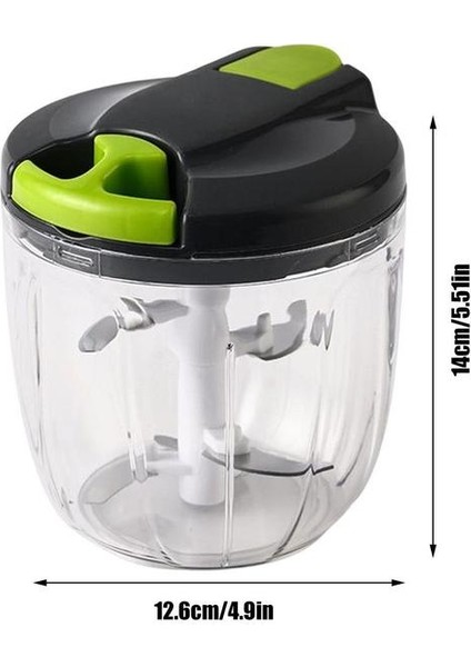 Yeşil 900 ml Çekme Tipi Mini Kıyıcı Manuel Sebze Kıyma Makinesi 3 Paslanmaz Çelik Bıçaklar Soğan Kıyıcı Sarımsak Kırıcı Mutfak Gereçleri (Yurt Dışından)