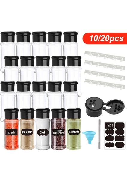 10 Adet Raf ile 5/20 Pc Kavanoz Baharat Biber ve Tuzluklar Için Hiçbir Bpa Plastik Baharat Kavanoz Baharat Organizatör 100 ml Baharat Kavanoz Rafı Mutfak Organizatör (Yurt Dışından)