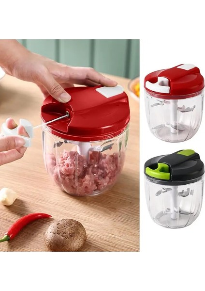 Yeşil 900 ml Çekme Tipi Mini Kıyıcı Manuel Sebze Kıyma Makinesi 3 Paslanmaz Çelik Bıçaklar Soğan Kıyıcı Sarımsak Kırıcı Mutfak Gereçleri (Yurt Dışından)