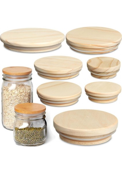 82MM Bambu Cam Turşu Kavanozu Depolama Konserve Kapakları Içme Bardağı Kapakları Yeniden Kullanılabilir Conta Halkası Çam Ahşap Kapaklı Cam Kavanozlar Seramik Kupalar (Yurt Dışından)