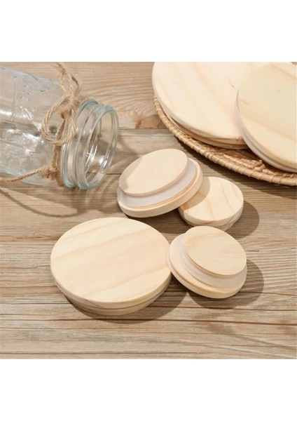82MM Bambu Cam Turşu Kavanozu Depolama Konserve Kapakları Içme Bardağı Kapakları Yeniden Kullanılabilir Conta Halkası Çam Ahşap Kapaklı Cam Kavanozlar Seramik Kupalar (Yurt Dışından)