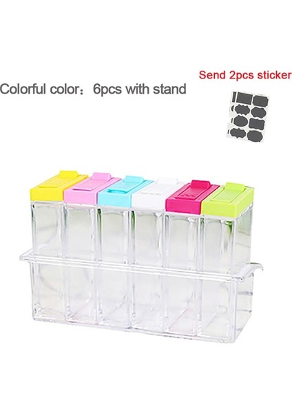 6 Adet Renkli Renk Şeffaf Baharat Kavanoz Seti Tuz ve Biber Baharat Şişesi Renkli Kapaklı Mutfak Çeşni Şişe Saklama Kabı Baharat Rafı (Yurt Dışından)