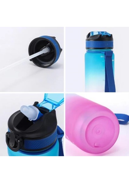 Siyah 1000 ml 1 Litre Su Şişesi Zaman Işaretleyici ve Saman ile Motivasyon Spor Sızdırmaz Içme Şişeleri Açık Seyahat Spor Salonu Fitness Için (Yurt Dışından)