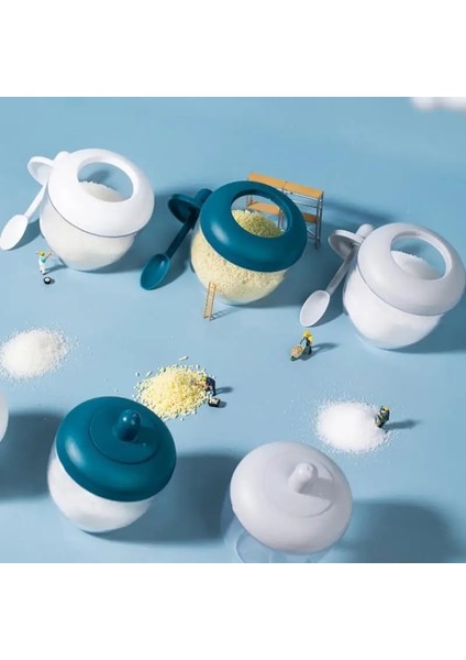 Mavi 1 Pc Mutfak Dairesel Nem Geçirmez Toz Baharat Kavanoz Baharat Kapları Kaşıkla Gıda Sınıfı Plastik Şeffaf Yaratıcı Kutu (Yurt Dışından) fiyatları