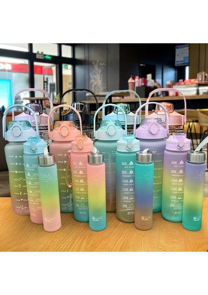 1 Adet Fincan Fırçası Sadece 1 Takım/3 Adet Samanlı Spor Su Şişesi Erkek Kadın Spor Su Şişeleri Açık Soğuk Su Bottlesc Zaman Marker ile Drinkware (Yurt Dışından)
