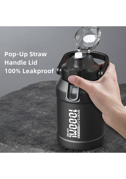 Cq-1.5l-Gri 0.8l-2.0l 2l Su Şişesi Termos Çıkarılabilir Pipetli Şişe, Spor Salonu Için Taşıma Saplı Korunabilir Paslanmaz Çelik Su Şişesi (Yurt Dışından)