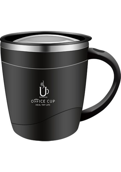Siyah 500 ml 304 Paslanmaz Çelik Kahve Fincanı Kapaklı Kupa Yalıtımlı Kahve Kupa Çift Duvar Kahve Tumbler Saplı Isıya Dayanıklı Drinkware (Yurt Dışından)