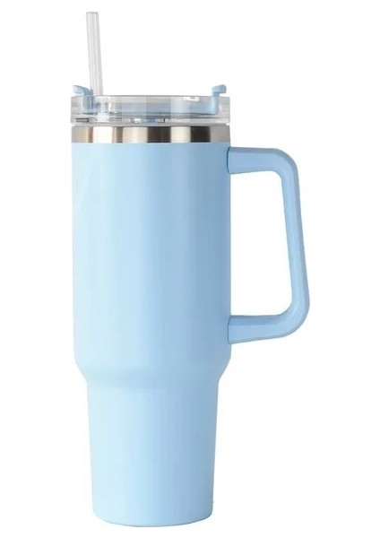 40OZ Bardak 40OZ Paslanmaz Çelik Saplı ve Pipetli Bardak 40OZ Araba Bardağı Taşınabilir Seyahat Su Şişesi Vakum Bardak Termos Kahve Kupa (Yurt Dışından)