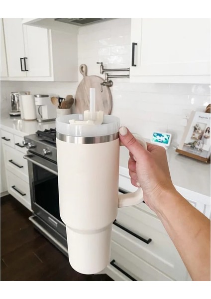 40OZ Bardak 40OZ Paslanmaz Çelik Saplı ve Pipetli Bardak 40OZ Araba Bardağı Taşınabilir Seyahat Su Şişesi Vakum Bardak Termos Kahve Kupa (Yurt Dışından) modelleri