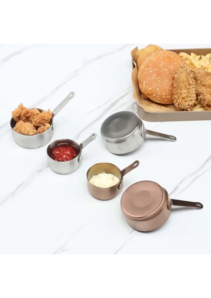Gül Altın-S Küçük Paslanmaz Çelik Teppanyaki Restoran Sofra Saplı Baharat Fincan Isıtma Pot Sos Tavası Sos Tabağı (Yurt Dışından)