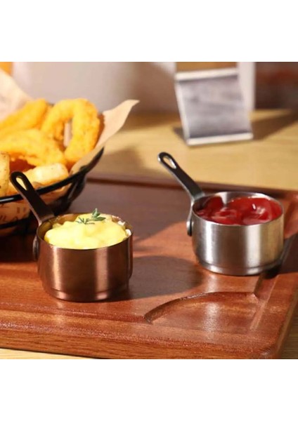 Gül Altın-S Küçük Paslanmaz Çelik Teppanyaki Restoran Sofra Saplı Baharat Fincan Isıtma Pot Sos Tavası Sos Tabağı (Yurt Dışından)