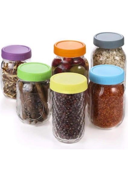 Stil 9 1 Adet Cam Turşu Kavanozu Kapakları Sızdırmaz Conta Silikon O Plastik Vidalı Kapak Evrensel Depolama Kapağı Geniş Ağızlı Kupa Cannin L8A5 (Yurt Dışından)