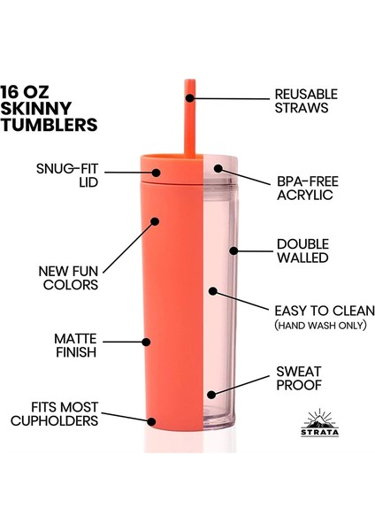 Renk 27 Sıcak Satış 16 Oz Akrilik Ince Sıska Tumbler Renkli Mat Su Kapaklı Şişe Saman Çift Duvar Yeni Yıl Partisi Hediyeleri Için (Yurt Dışından) modelleri