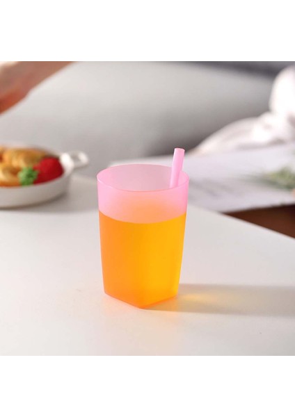 Pembe L Yaratıcı Entegre Saman Bardak Şeker Renk Süt Çay Kahve Pipetli Kupa Isıya Dayanıklı Plastik Içme Kupa Çocuk Çocuk Drinkware (Yurt Dışından)