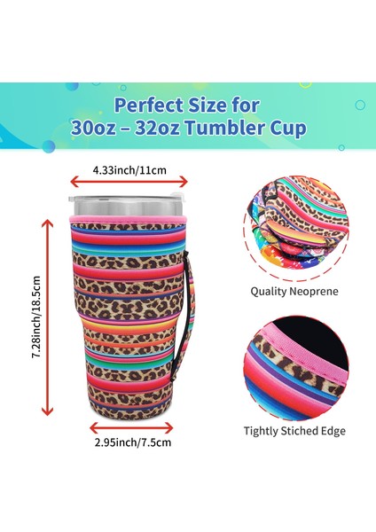Inek Baskı 1 Paket Yeniden Kullanılabilir Buzlu Kahve Kupası Kol Neopren Yalıtımlı Kollu Bardak Kapak Tutucu Fikir 30OZ-32OZ Tumbler Bardak (Yurt Dışından) modelleri