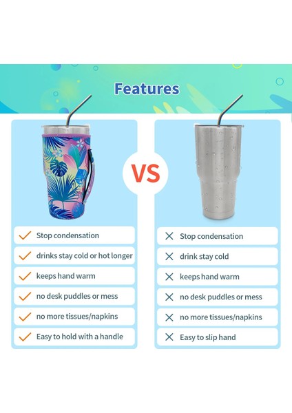 Inek Baskı 1 Paket Yeniden Kullanılabilir Buzlu Kahve Kupası Kol Neopren Yalıtımlı Kollu Bardak Kapak Tutucu Fikir 30OZ-32OZ Tumbler Bardak (Yurt Dışından) fırsatları