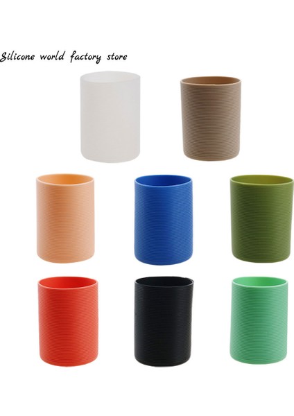 Turuncu Kırmızı 6.5 cm Silikon Isı Yalıtımlı Bardak Kol Çizgili Kaymaz Sarar Koruyucu Cam Bardak Kol Su Şişesi Su Isıtıcısı Kapağı (Yurt Dışından)
