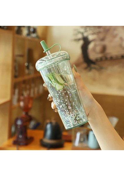 BLUE-320ML Obelix Sevimli Yıldız Glitter Şeffaf Saman Kapaklı Bardak Kahve Fincanları Yaz Soğuk Su Yeniden Kullanılabilir Bardak Plastik Tumbler Sippy Kupalar (Yurt Dışından) fırsatları