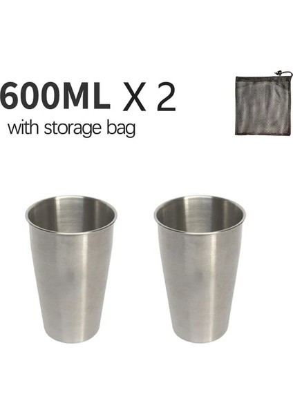2 Adet 600 ml Çanta ile Açık Kamp Bardak 2/4/6 Adet Set 304 Paslanmaz Çelik Su Çay Bira Kahve Piknik Barbekü Barbekü Yürüyüş Soğuk Içecekler Taşınabilir (Yurt Dışından)
