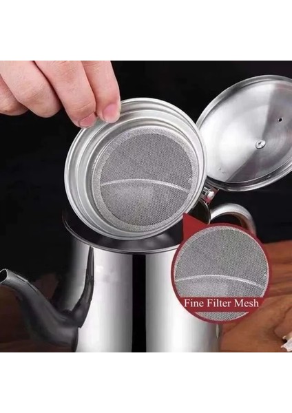 48OZ Paslanmaz Çelik Yağ Filtresi Pot Aşınmaya Dayanıklı Mutfak Pişirme Örgü Şişe Ev Pratik Yağ Süzgeç Pot Ince Örgü (Yurt Dışından)