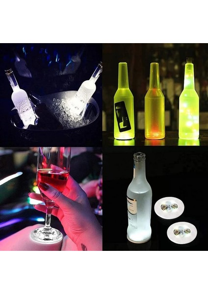 5 Adet Renkli 6 cm 40 Adet LED Işık Yayan Bardak Etiket Renkli Yanıp Sönen Şişe Etiket Işık Yayan Coaster Durak Bar Işık Yayan Sahne (Yurt Dışından)