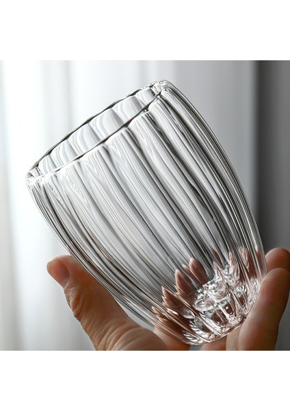 450 ml Çizgili Çift Katmanlı Bardak Tek Parça Şekillendirme Engelleme Yuva Çekiç Fincan Cam Çift Katmanlı Bardak Kalınlaşmış Haşlanma Önleyici Kahve Fincanı (Yurt Dışından)