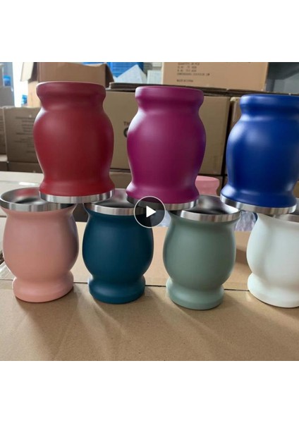 Pembe 230ML 230ML Mate Kupası Bombilla Yerba Mate Kabak Paslanmaz Çelik Çay Kaşıklı Bardak Fırça Isı Yalıtımı Anti Haşlanma Çay Bardağı Bardak (Yurt Dışından) fiyatları