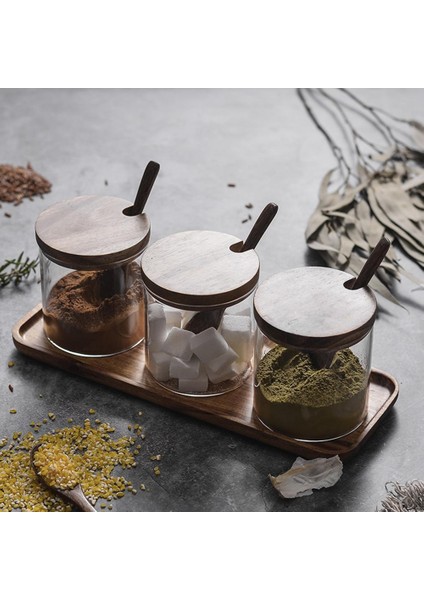 Stil 1 Baharat Kutusu Ahşap Kapaklı Kavanoz Cam Baharat Konteyneri Tuz Kavanozları Çeşni Şeker Süt Tozu Baharat Saklama Kutusu Ev Pişirme Aracı Için (Yurt Dışından) modelleri