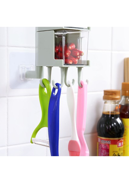 Iskandinav Yeşil 3 Adet Baharat Kutusu Döner Çeşniler Tutucu Döner Baharat Rafı Mutfak Gadget Setleri Tuzluk Şekerlik Plastik Saklama Kabı (Yurt Dışından)