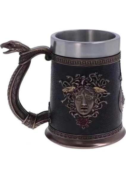 450 ml 201-300 ml Kafatası Bira Kahve Kupa Paslanmaz Çelik Viking Savaşçı Kafatası Bira Kupa Mekanik Dişli Boru Hattı Tasarımı Bira Stein Tankard Içecek Fincan (Yurt Dışından)