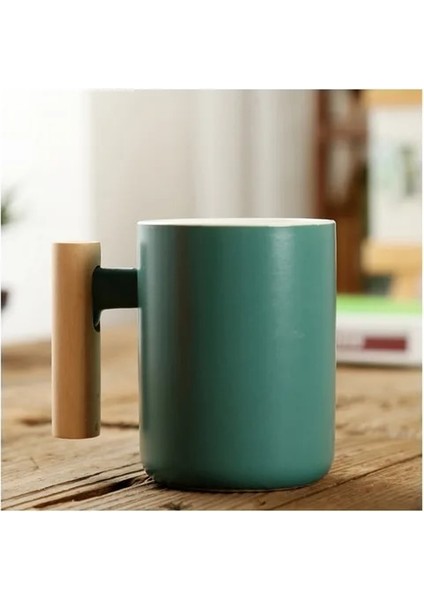 01 301-400 ml Iskandinav Ahşap Saplı Seramik Porselen Kupa Kahve Fincanları Edebi Su Çay Bardağı Süt Kupa Kahve Fincanı Drinkware Coffeeware Teaware (Yurt Dışından)
