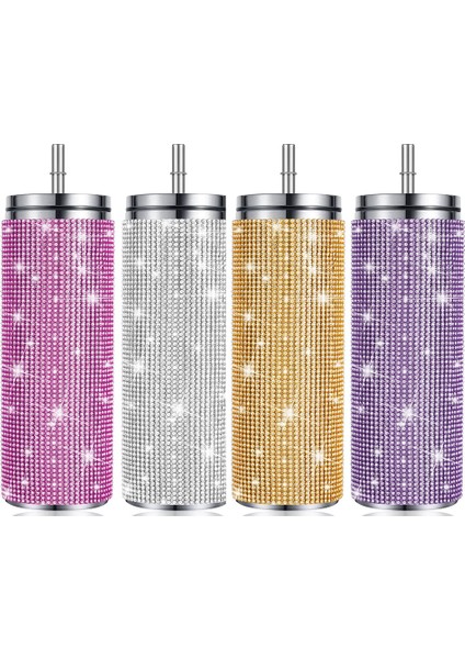 Parlak Altın 570ML 570ML Bling Elmas Bardak Drinkwar Pipetli Şişeler Termal Şişe Paslanmaz Çelik Yalıtımlı Bardak Kızlar Için Parti Hediyeleri (Yurt Dışından)