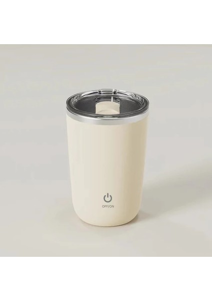 Bej 350ML Otomatik Kendini Karıştıran Manyetik Kupa Kapsül Silindirik Manyetik Karıştırma Çubuğu Aşınmaya Karşı Akıllı Mikser Termal Fincan Aksesuarları (Yurt Dışından)