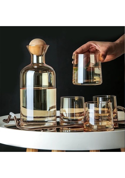 1 Su Isıtıcısı C 1.2l Su Isıtıcısı Amber Borosilikat Cam Çaydanlık 250ML Su Bardağı Isıya Dayanıklı Cam Şişe Su Sürahi Içecek Dispenseri (Yurt Dışından)