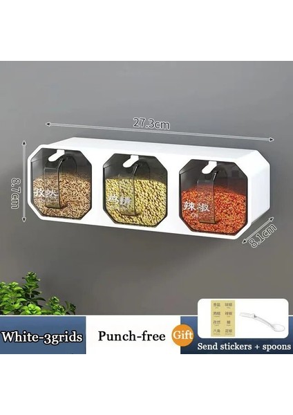 Beyaz 3 Adet Mutfak Tuz Organizatör Baharat Kavanozları Çok Katmanlı Duvara Monte Çevre Dostu Plastik Saklama Kabı Nem Geçirmez Baharat Rafı (Yurt Dışından)