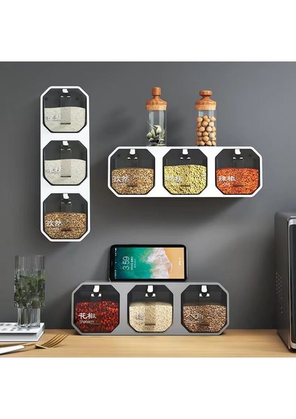 Beyaz 3 Adet Mutfak Tuz Organizatör Baharat Kavanozları Çok Katmanlı Duvara Monte Çevre Dostu Plastik Saklama Kabı Nem Geçirmez Baharat Rafı (Yurt Dışından) fiyatları