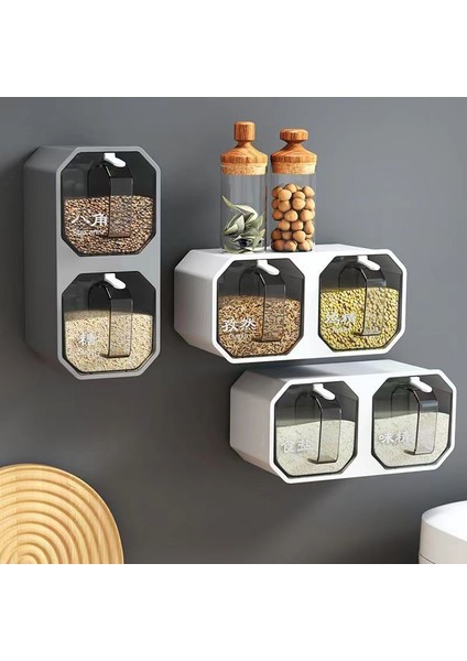 Beyaz 3 Adet Mutfak Tuz Organizatör Baharat Kavanozları Çok Katmanlı Duvara Monte Çevre Dostu Plastik Saklama Kabı Nem Geçirmez Baharat Rafı (Yurt Dışından) modelleri