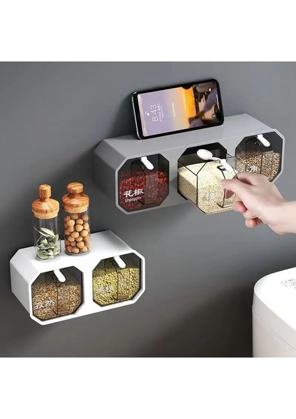 Beyaz 3 Adet Mutfak Tuz Organizatör Baharat Kavanozları Çok Katmanlı Duvara Monte Çevre Dostu Plastik Saklama Kabı Nem Geçirmez Baharat Rafı (Yurt Dışından) indirimleri