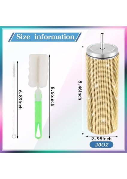 Parlak Altın 570ML 570ML Bling Elmas Bardak Drinkwar Pipetli Şişeler Termal Şişe Paslanmaz Çelik Yalıtımlı Bardak Kızlar Için Parti Hediyeleri (Yurt Dışından)