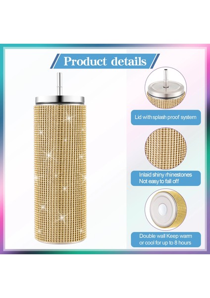Parlak Altın 570ML 570ML Bling Elmas Bardak Drinkwar Pipetli Şişeler Termal Şişe Paslanmaz Çelik Yalıtımlı Bardak Kızlar Için Parti Hediyeleri (Yurt Dışından)