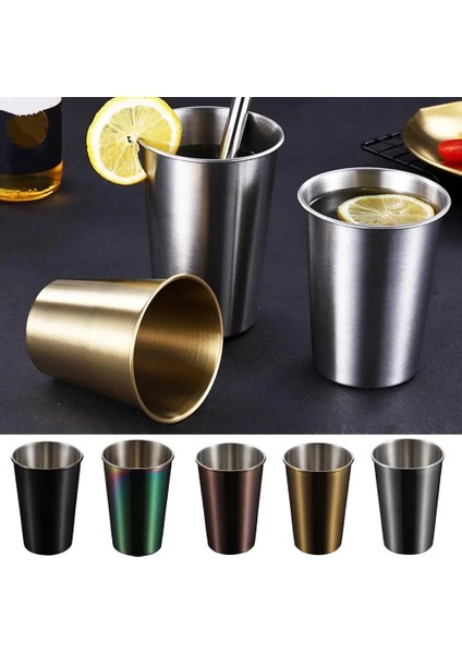 Siyah 500ML Bira Bardağı Paslanmaz Çelik 230/350/500ML Su Sürahisi Kolay Temizlenebilir Rahat Kavrama Içme Ev Aksesuarı (Yurt Dışından)