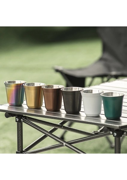 Yeşil 80 ml Açık Kamp Espresso Fincan Kalınlaşmış 304 Paslanmaz Çelik Çift Duvar Kahve Fincanı Yalıtım Çay Bardağı Yalıtım Kahve Fincanı (Yurt Dışından)