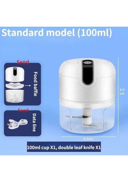 Beyaz 100 ml Basın Anahtarı USB Kıyma Makinesi Sağlam Dayanıklı USB Şarj Edilebilir Sarımsak Ezici Makinesi Ezilmiş Zencefil Mutfak Robotu (Yurt Dışından)