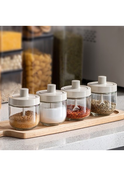Spoon2 Cam Baharat Kutusu Kaşık Kapağı Entegre Baharat Kutusu Kombinasyonu Baharat Kavanoz Mutfak Bal Tuzluk Yağ Şişesi Baharat Araçları (Yurt Dışından)