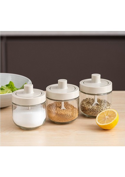 Spoon2 Cam Baharat Kutusu Kaşık Kapağı Entegre Baharat Kutusu Kombinasyonu Baharat Kavanoz Mutfak Bal Tuzluk Yağ Şişesi Baharat Araçları (Yurt Dışından)