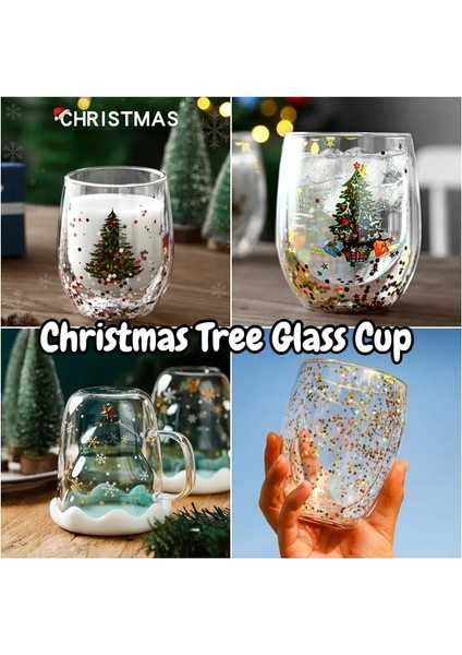 A-2 300ML 300ML Yaratıcı Noel Ağacı Cam Bardak Isıya Dayanıklı Çift Duvar Cam Bardak Kahve Kapaklı Kupa Sevimli Yılbaşı Hediyeleri Kızlar Için (Yurt Dışından)