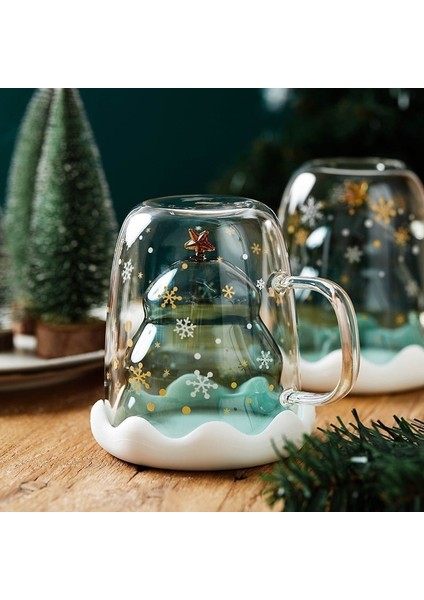 A-2 300ML 300ML Yaratıcı Noel Ağacı Cam Bardak Isıya Dayanıklı Çift Duvar Cam Bardak Kahve Kapaklı Kupa Sevimli Yılbaşı Hediyeleri Kızlar Için (Yurt Dışından)